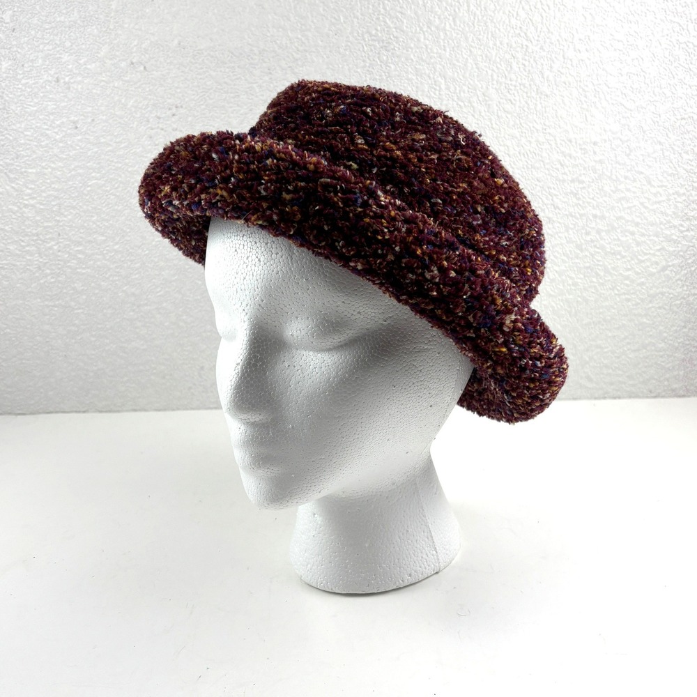 Cloche Hat Women OS Burgundy Boucle Knit Made in Italy Vintage Style Winter Cozy
